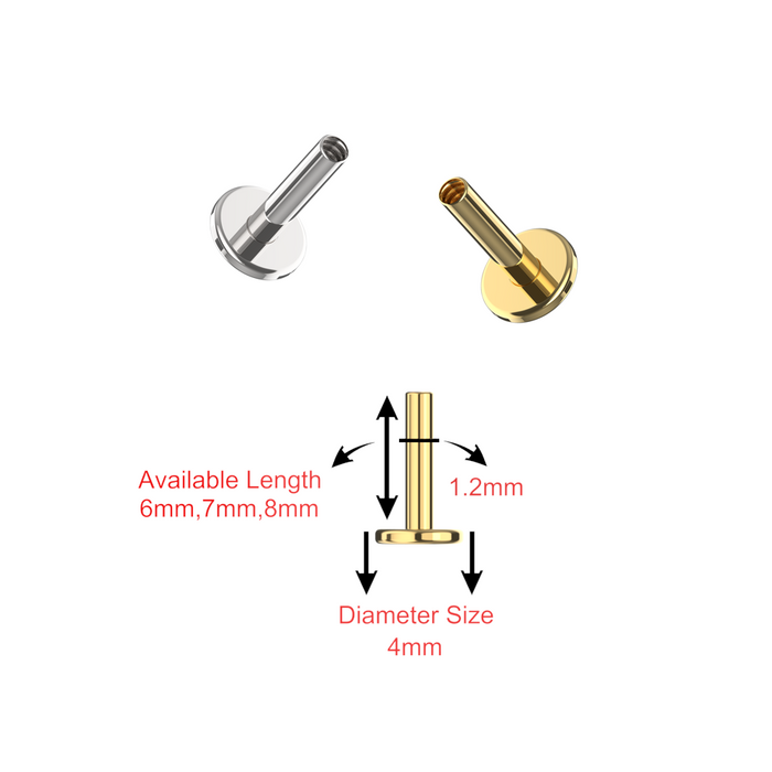 316L Surgical Steel Threaded Bar for Labret - Monster Piercing