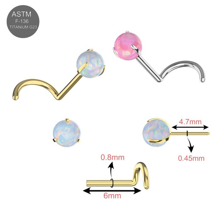 G23 Titanium Opal Ball Threadless Nose Screw