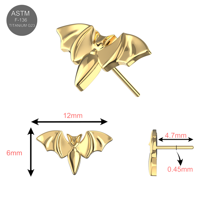 G23 Titanium Bat Threadless Pin Top - Monster Piercing