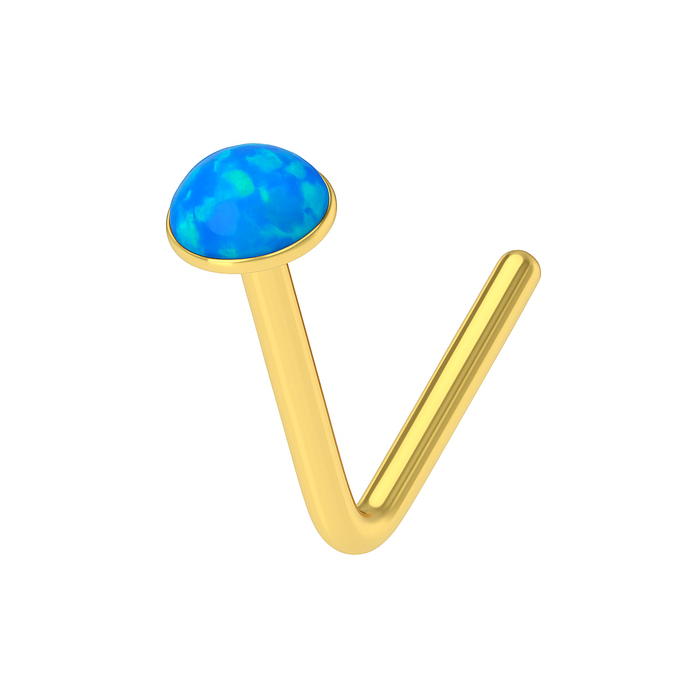 9K Gold L-Shaped Crystal Nose Stud - Monster Piercing