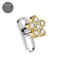 G23 Titanium CZ Jewelled Hepatica Flower Dermal Anchor - Monster Piercing