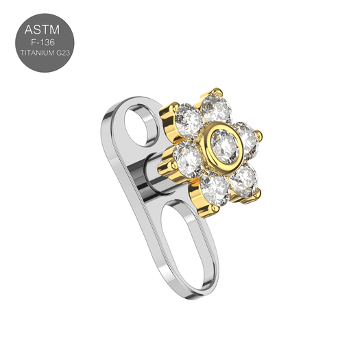 G23 Titanium CZ Jewelled Spring Flower Dermal Anchor - Monster Piercing