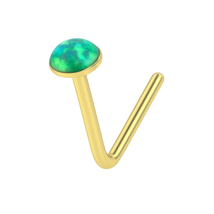 9K Gold L-Shaped Crystal Nose Stud - Monster Piercing