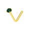 9K Gold Emerald Jewelled L-Bend Nose Stud