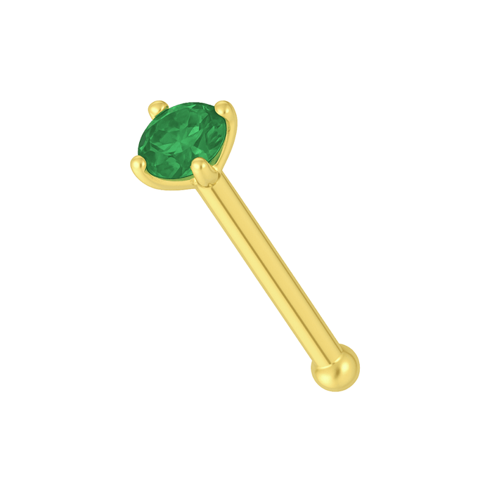 9K Gold Emerald Jewelled Nose Bone - Monster Piercing