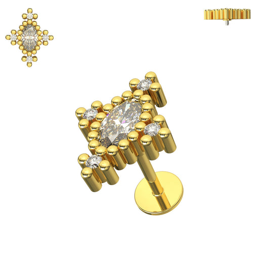 316L Surgical Steel CZ Jewelled Cluster Flatback Stud - Monster Piercing