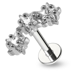 Chirurgenstahl 316L Triple Star CZ Juwelen Flatback Stud