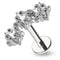 316L Surgical Steel Triple Star CZ Jewelled Flatback Stud