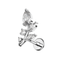316L Surgical Steel Marquise and Round CZ Jewelled Floral Leaf Flatback Stud