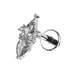 316L Surgical Steel Coffin & Pear Cut CZ Jewelled Flatback Stud - Monster Piercing