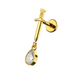 316L Surgical Steel Sword with Dangling CZ Tear Drop Flatback Stud - Monster Piercing