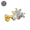 G23 Titanium CZ Jewelled Scaevola Half Flower Internally Threaded Flatback Stud