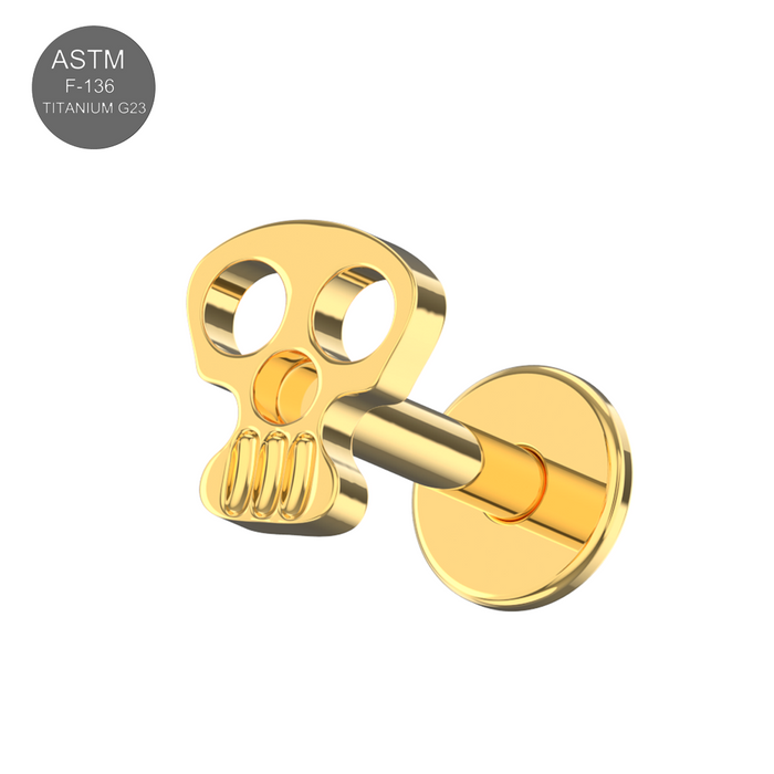 G23 Titanium Skull Internally Threaded Flatback Stud - Monster Piercing