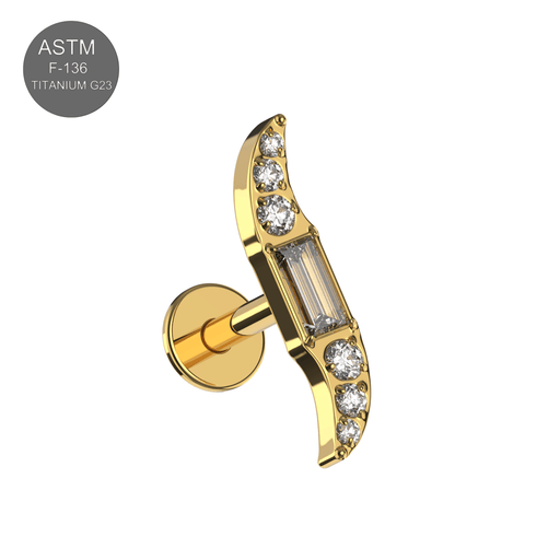 G23 Titanium CZ Jewelled Wave Internally Threaded Flatback Stud - Monster Piercing