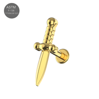 G23 Titanium Dagger Internally Threaded Flat-Back Stud - Monster Piercing