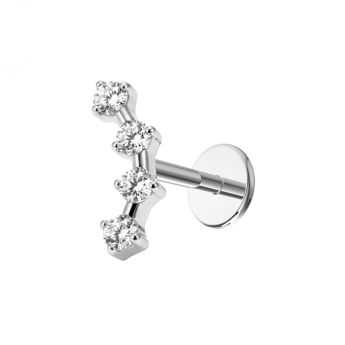 G23 Titanium Four CZ Cluster Threadless Flatback Stud