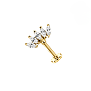 316L Surgical Steel CZ Leaf Cluster Flatback Stud