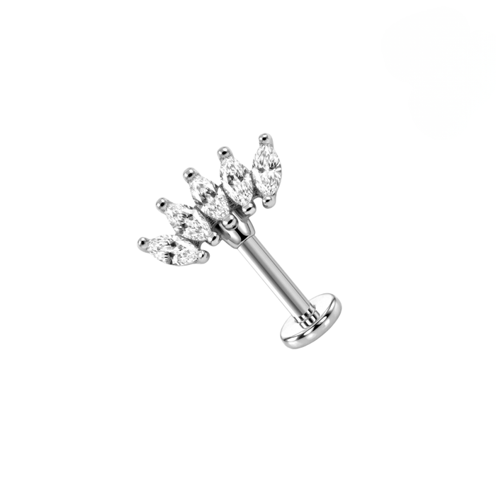 316L Surgical Steel CZ Leaf Cluster Flatback Stud