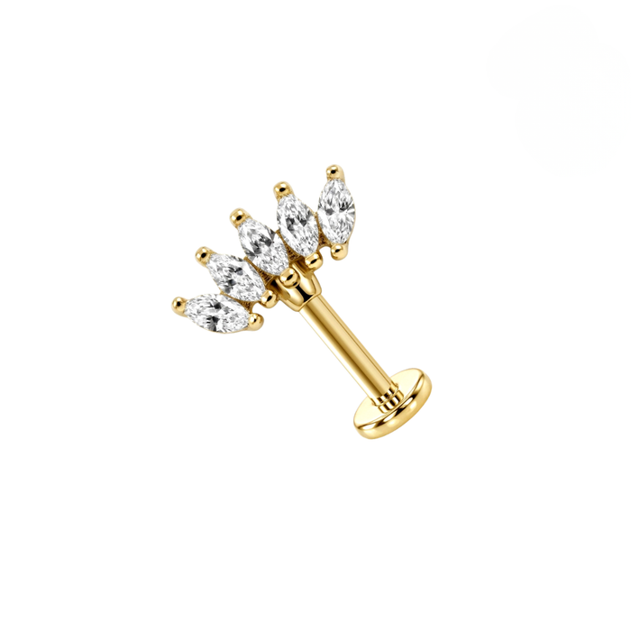 316L Surgical Steel CZ Leaf Cluster Flatback Stud