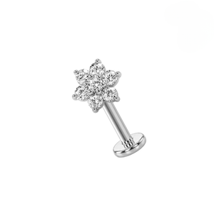 316L Surgical Steel CZ Flower Cluster Flatback Stud