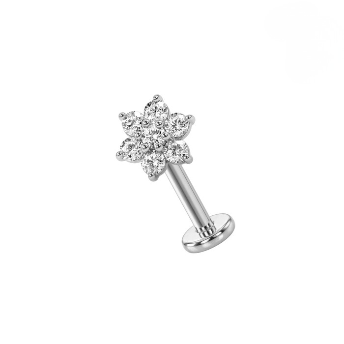 316L Surgical Steel CZ Flower Cluster Flatback Stud