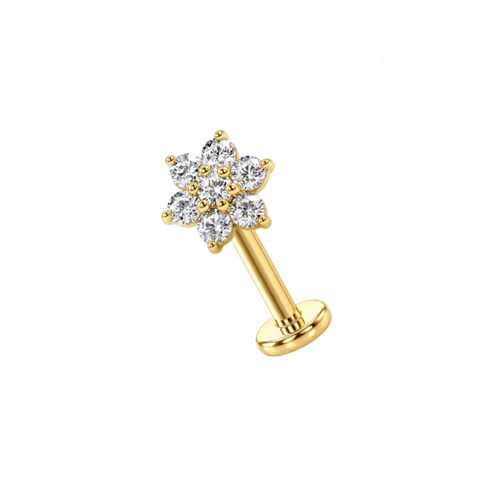 316L Surgical Steel CZ Flower Cluster Flatback Stud