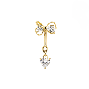 316L Surgical Steel CZ Bow and Heart Bugadi Stud