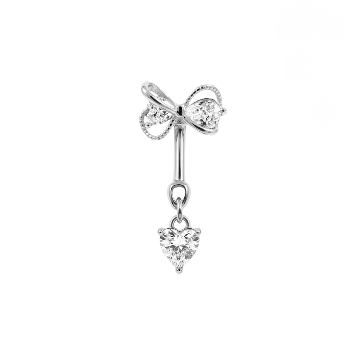 316L Surgical Steel CZ Bow and Heart Bugadi Stud