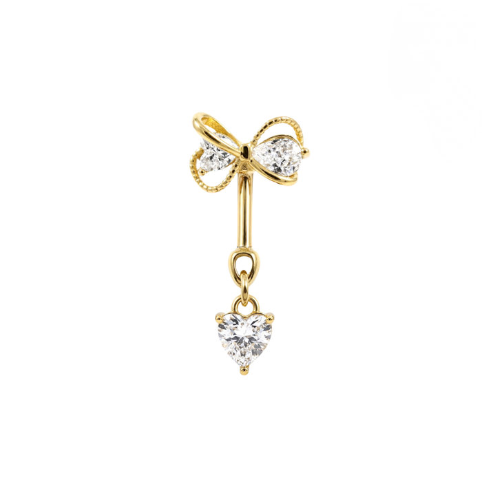 316L Surgical Steel CZ Bow and Heart Bugadi Stud