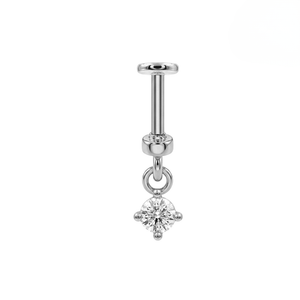 316L Surgical Steel Round CZ Dangle Bugadi Stud