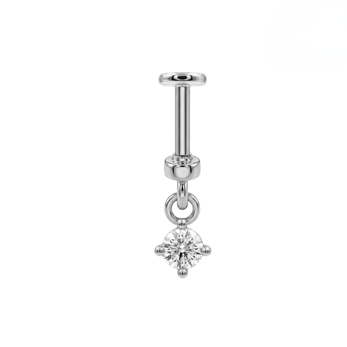 316L Surgical Steel Round CZ Dangle Bugadi Stud