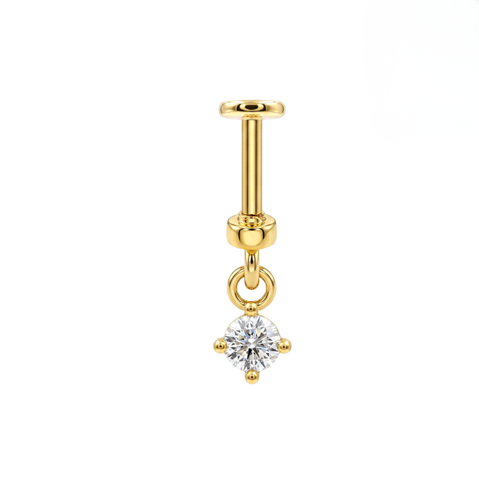 316L Surgical Steel Round CZ Dangle Bugadi Stud