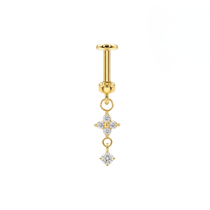 316L Surgical Steel Four-Point CZ Star Dangle Bugadi Stud