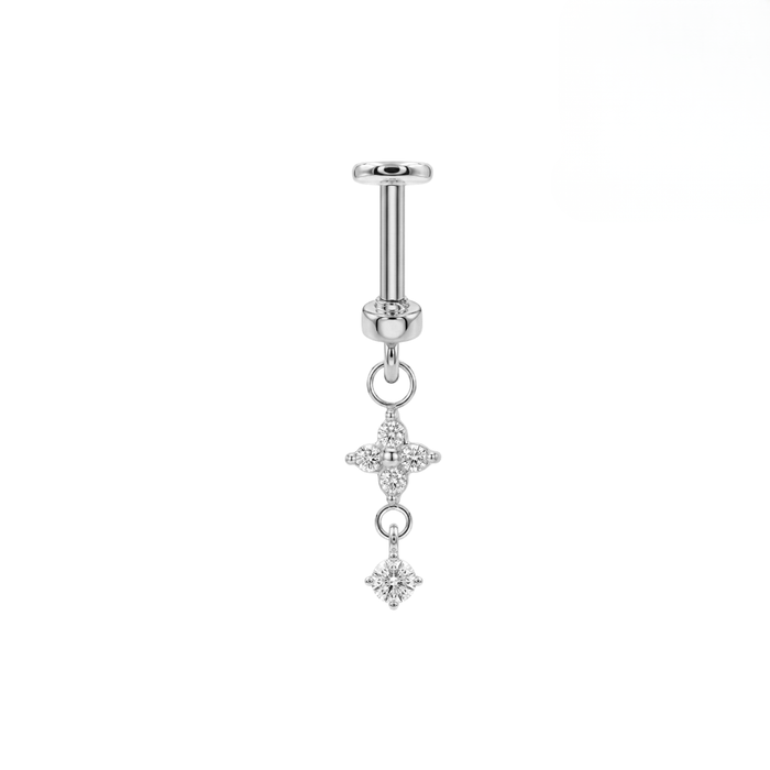 316L Surgical Steel Four-Point CZ Star Dangle Bugadi Stud