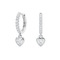 925 Sterling Silver Rhodium Plated Pave Heart Drop Earrings