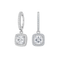 925 Sterling Silver Rhodium Plated Princess Cut CZ Halo Drop Earrings