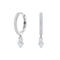 925 Sterling Silver Rhodium Plated Heart Charm Hoop Earrings