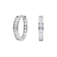 925 Sterling Silver Rhodium Plated Baguette Channel Set Earrings