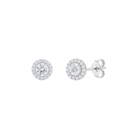 Ohrstecker Klassisch Rund mit Halo aus Sterlingsilber 925 rhodiniert