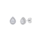 925 Sterling Silver Rhodium Plated Pear-Cut Halo Studs