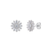 925 Sterling Silver Rhodium Plated Sunburst Baguette Stud Earrings