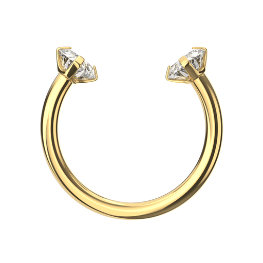 316L Surgical Steel Circular Barbell with Double Prong-Set CZ Gems - Monster Piercing