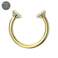 G23 Titanium Circular Barbell with Double Prong-Set CZ Gems