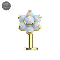 White opal G23 Titanium Flower Threadless Belly Ring in gold-tone floating design. Lightweight, hypoallergenic, and perfect for daily wear.