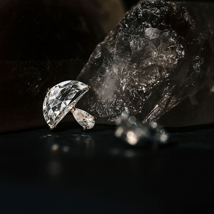 G23 Titanium CZ Jewelled Mushroom Internally Threaded Flat-Back Stud - Monster Piercing