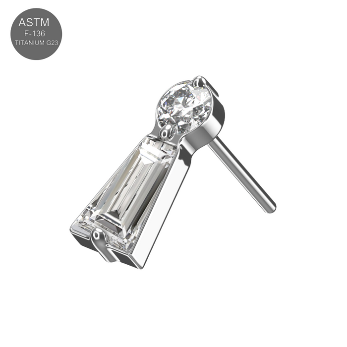 G23 Titanium Baguette & Round CZ Jewelled Threadless Top