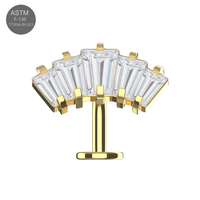 G23 Titanium Crown Shape CZ Jewelled Threadless Floating Belly Ring