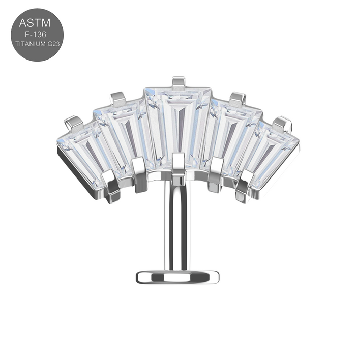 G23 Titanium Crown Shape CZ Jewelled Threadless Floating Belly Ring