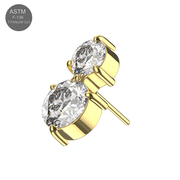 G23 Titanium Double Oval CZ Jewelled Threadless Top