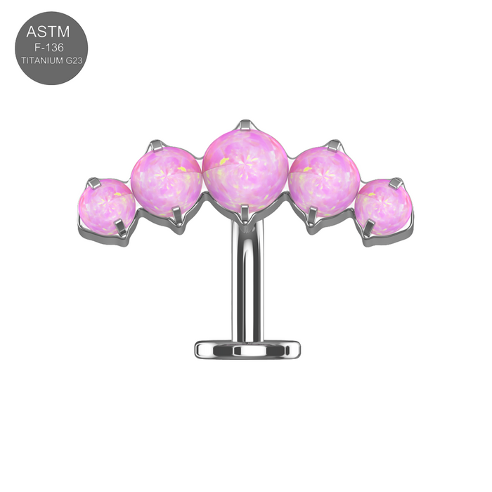 G23 Titanium  Five Opal Balls Threadless Floating Belly Ring